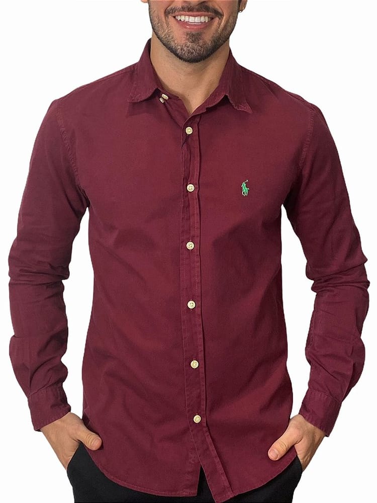 Camisa Hombre Vinotinto Clásica