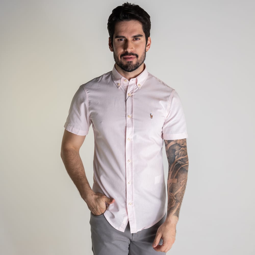 Camisa Hombre Rosada Manga Corta Rain