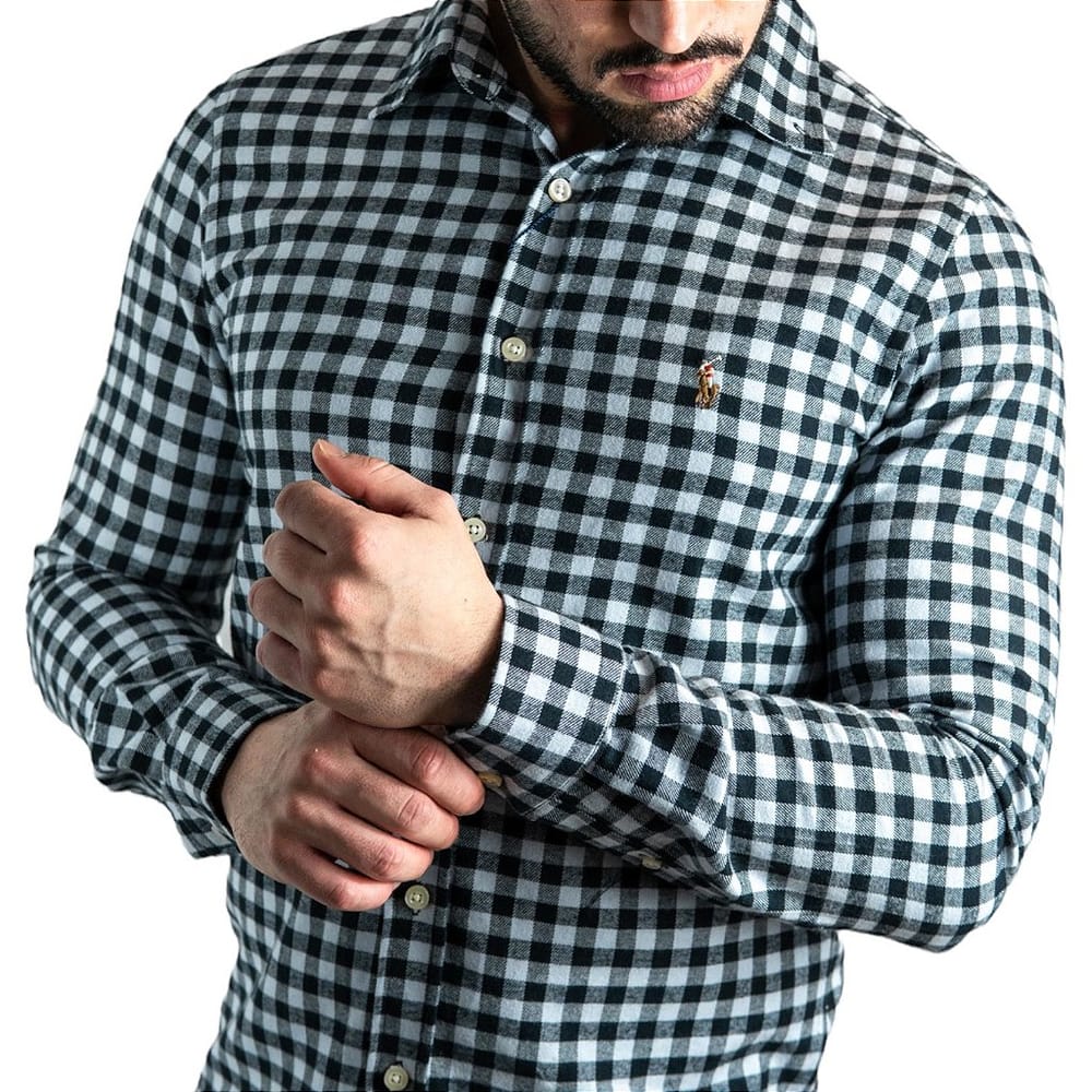 Camisa Hombre Negra A Cuadros Rain