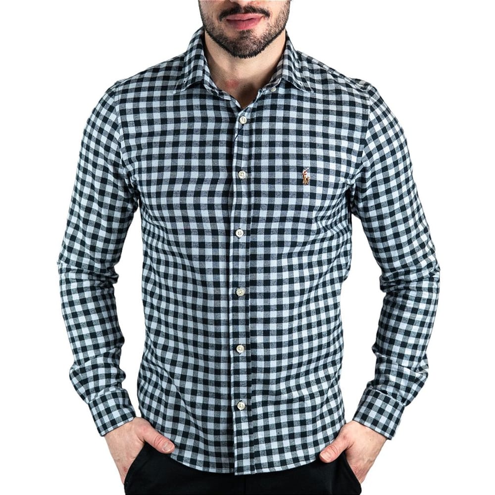 Camisa Hombre Negra A Cuadros Rain