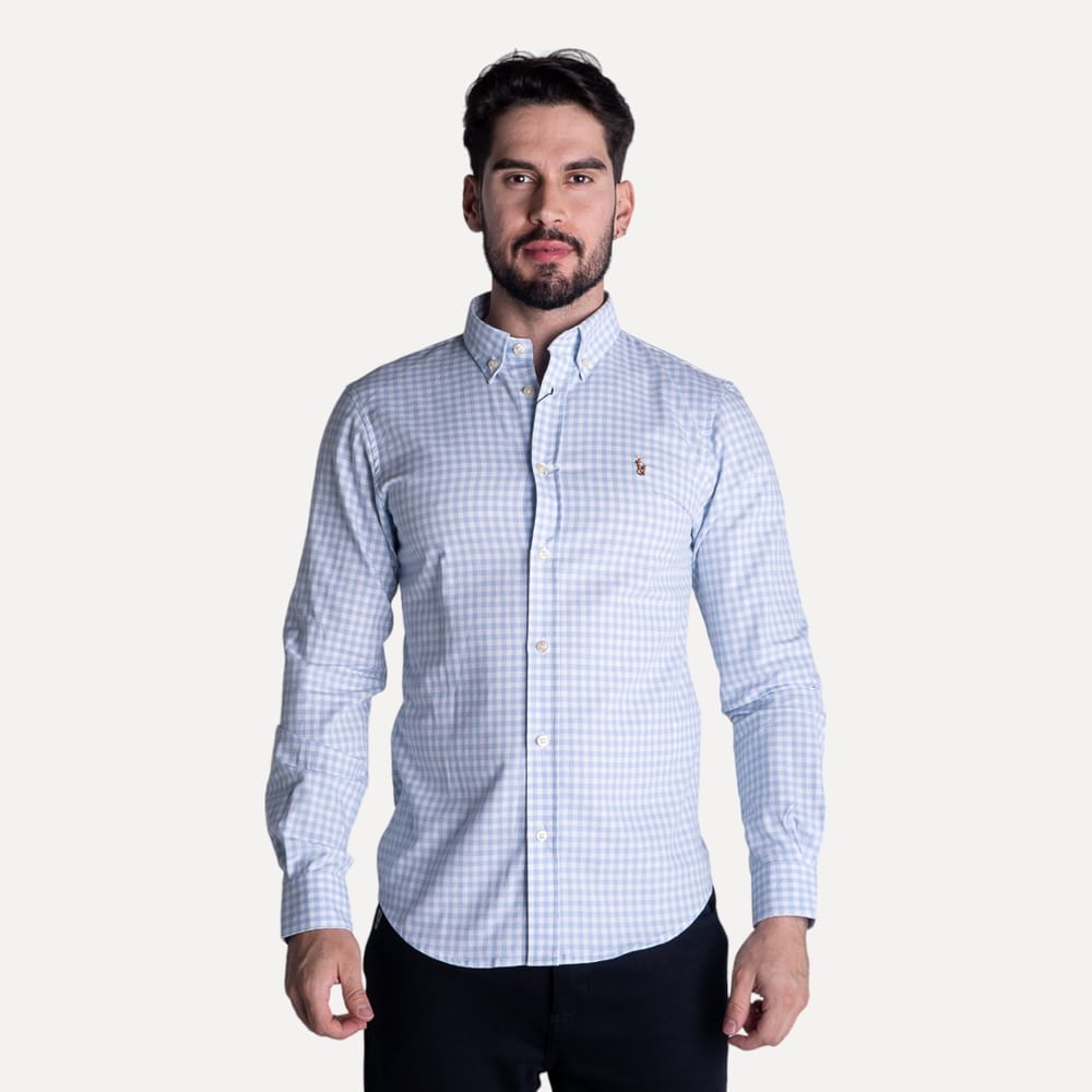 Camisa Hombre Cuadros Azules Grandes