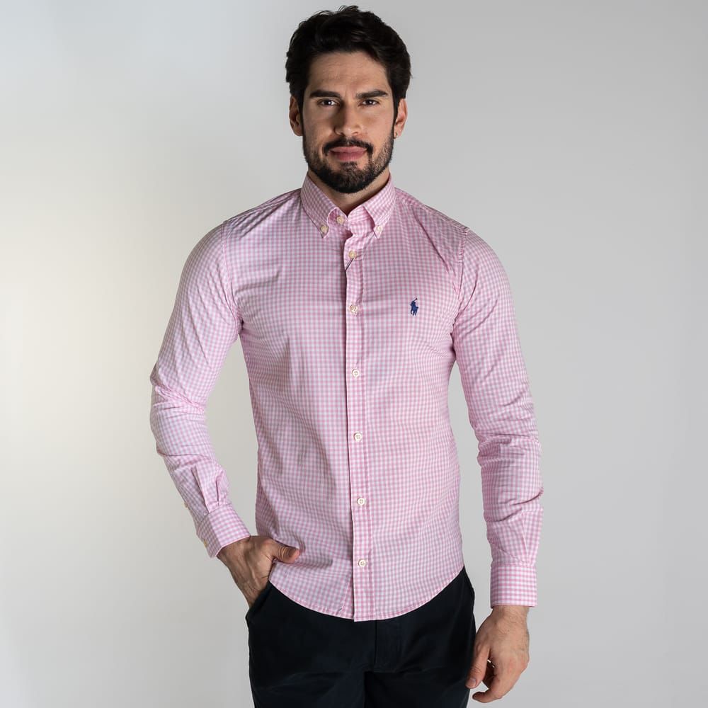 Camisa Hombre Rosada A Cuadros