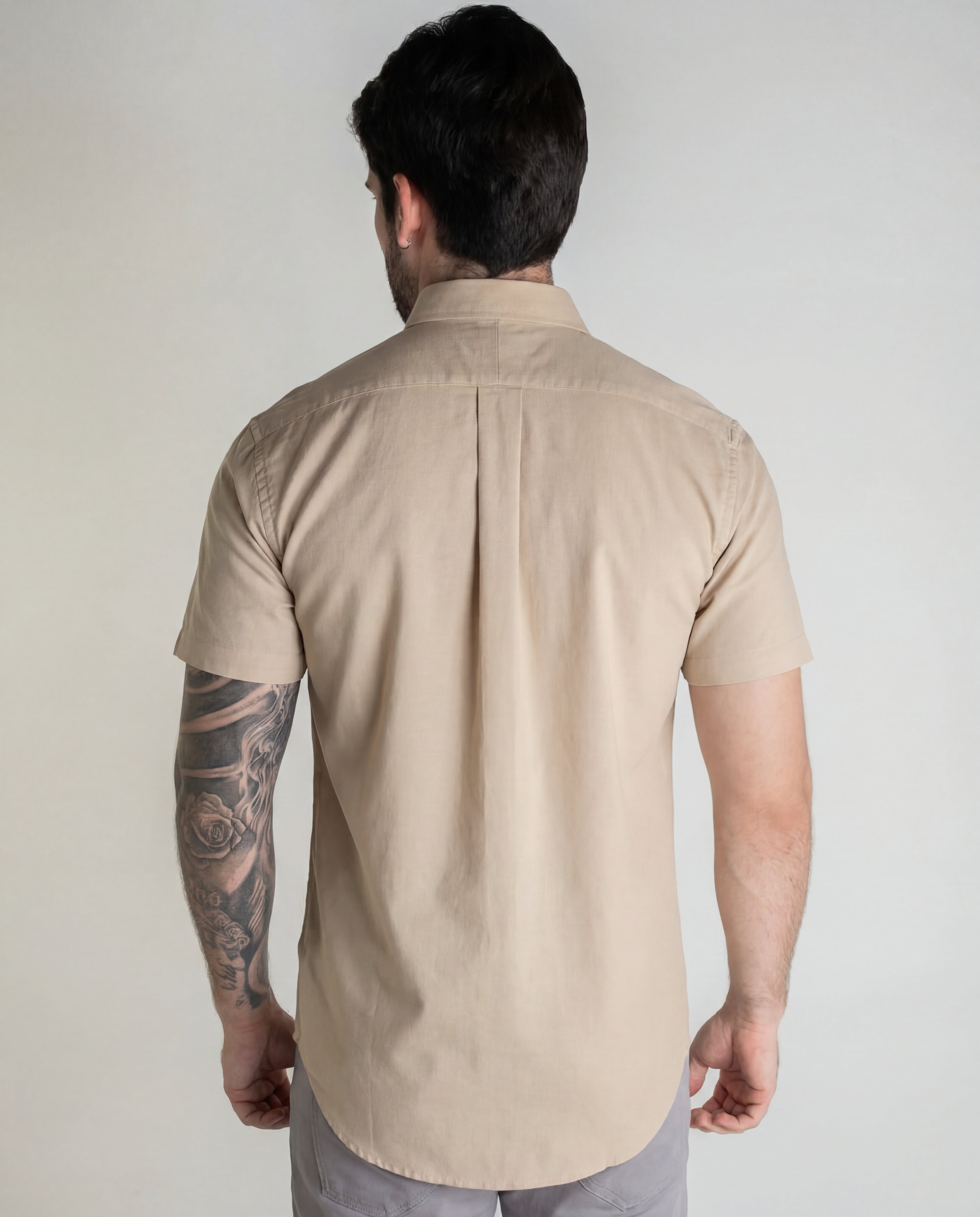 Camisa Hombre Beige Manga Corta Rain