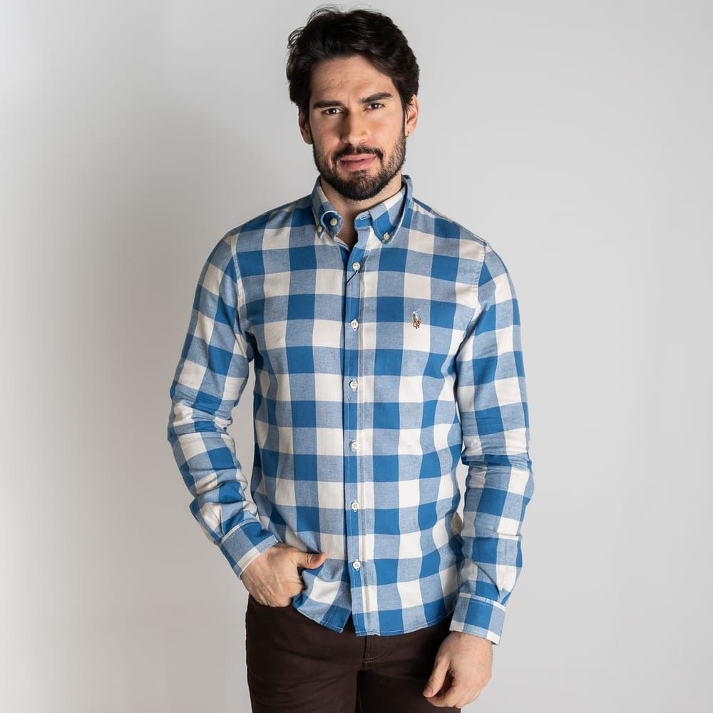 Camisa Hombre Azul a Cuadros Leñadora
