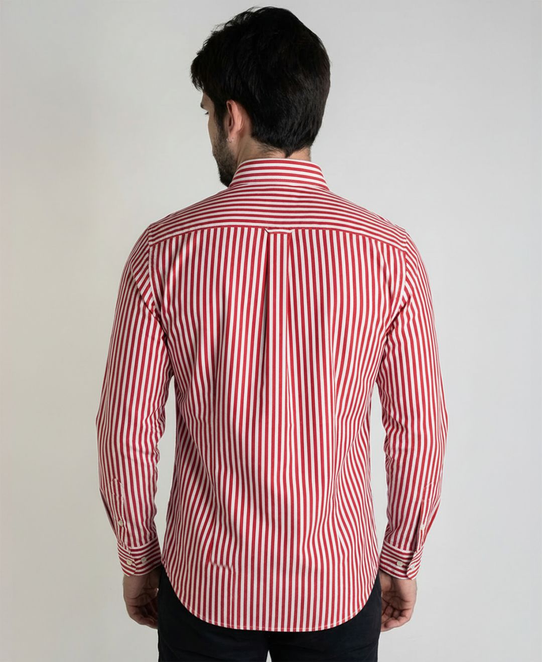 Camisa Hombre Rayas Rojas TM