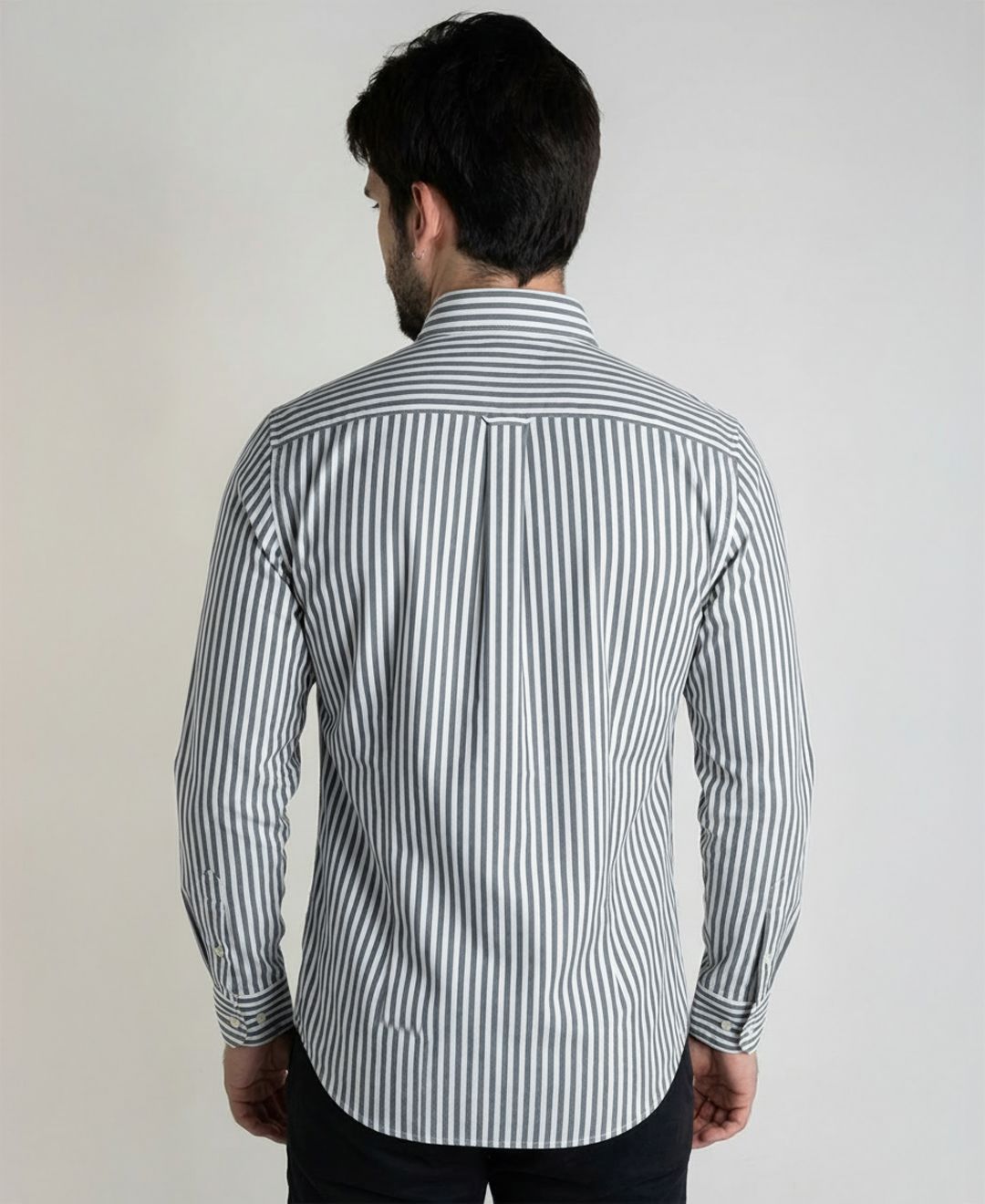 Camisa Hombre Rayas Grises TM