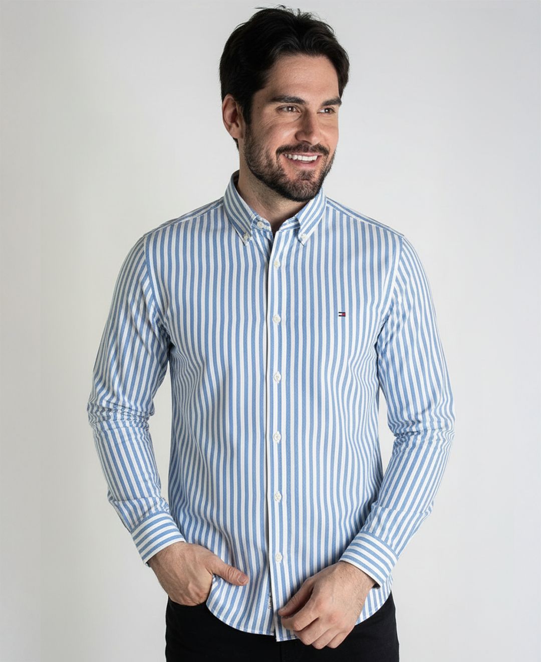 Camisa Hombre Rayas Azules Celestes TM
