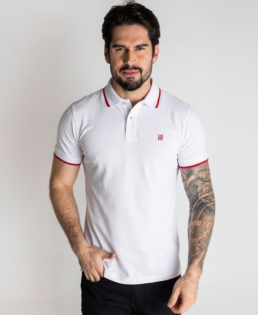 Camiseta Tipo Polo Blanca CH