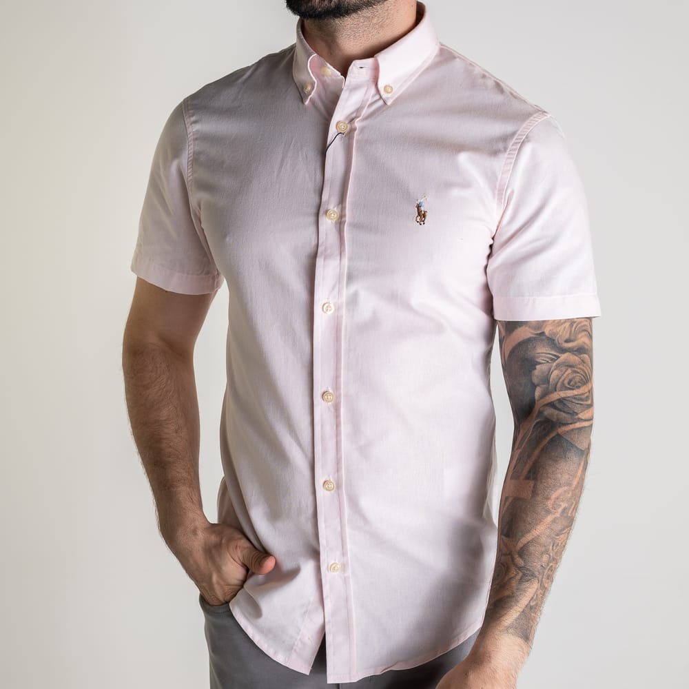 Camisa Hombre Rosada Manga Corta Rain