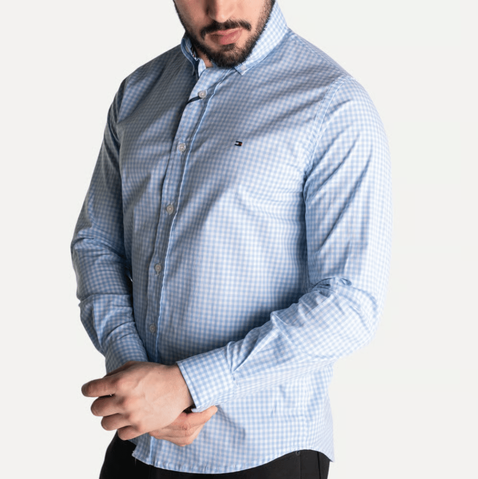 Camisa Hombre azul cielo a Cuadros TM