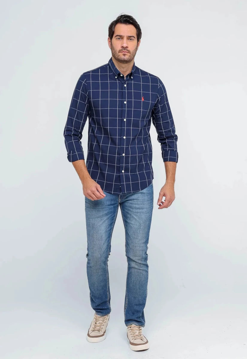 Camisa Hombre Azul a Cuadros Grandes - Norva Select