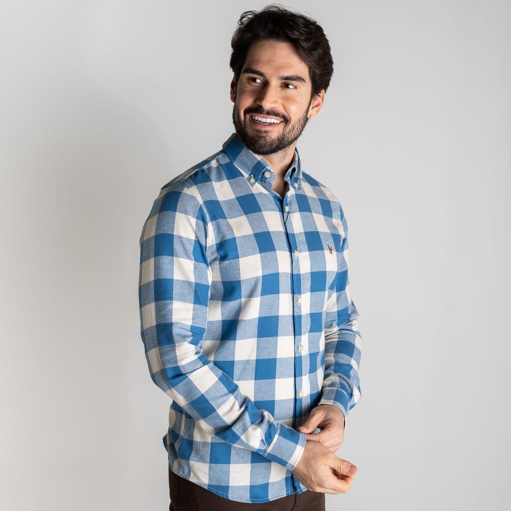 Camisa Hombre Azul a Cuadros Leñadora - Norva Select