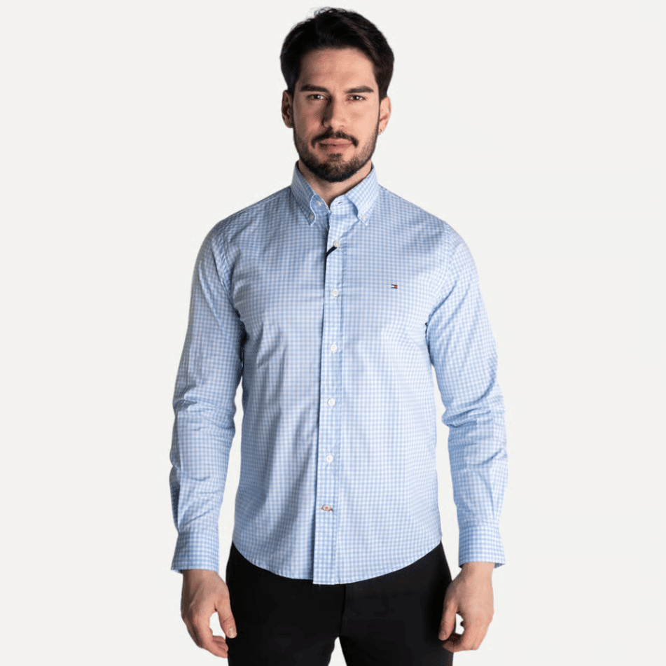 Camisa Hombre azul cielo a Cuadros TM - Norva Select