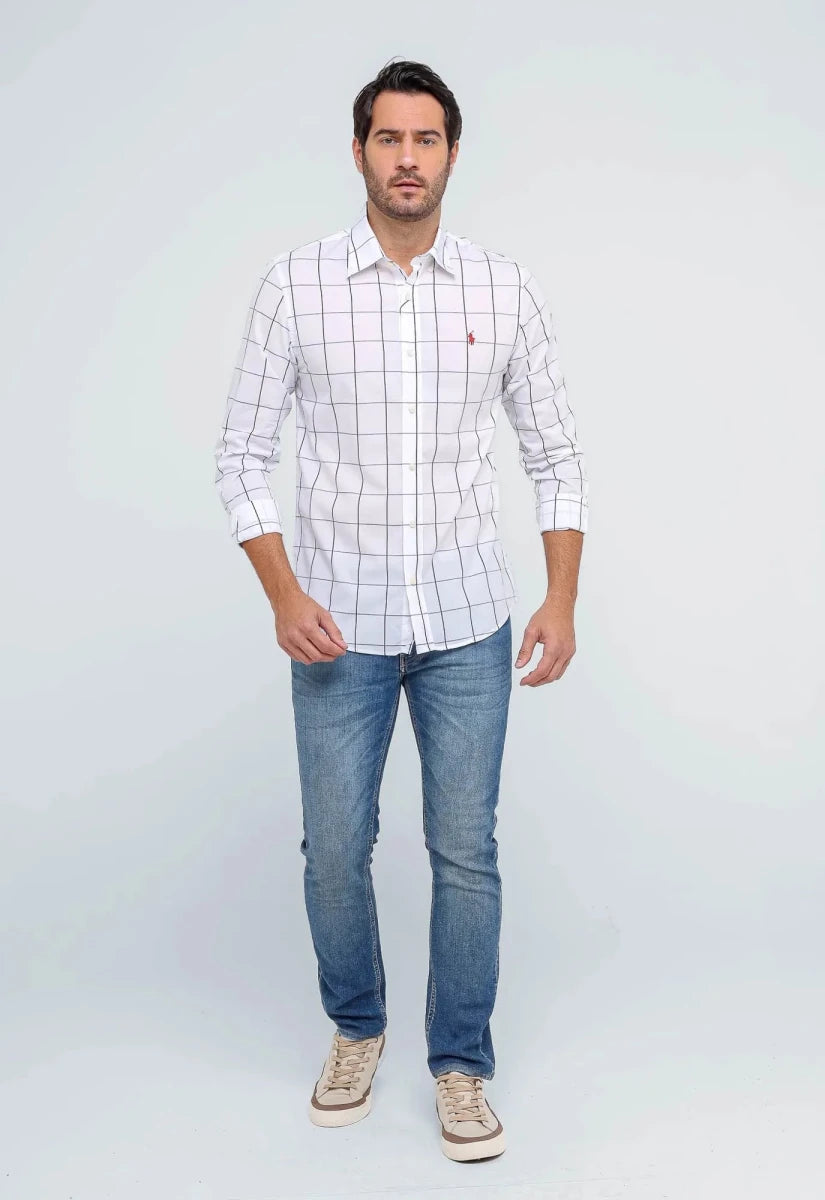Camisa Hombre Blanco a Cuadros Grandes - Norva Select