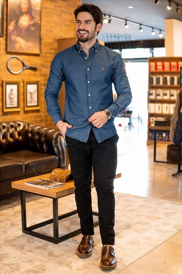 Camisa Hombre Indigo (Jean) - Norva Select