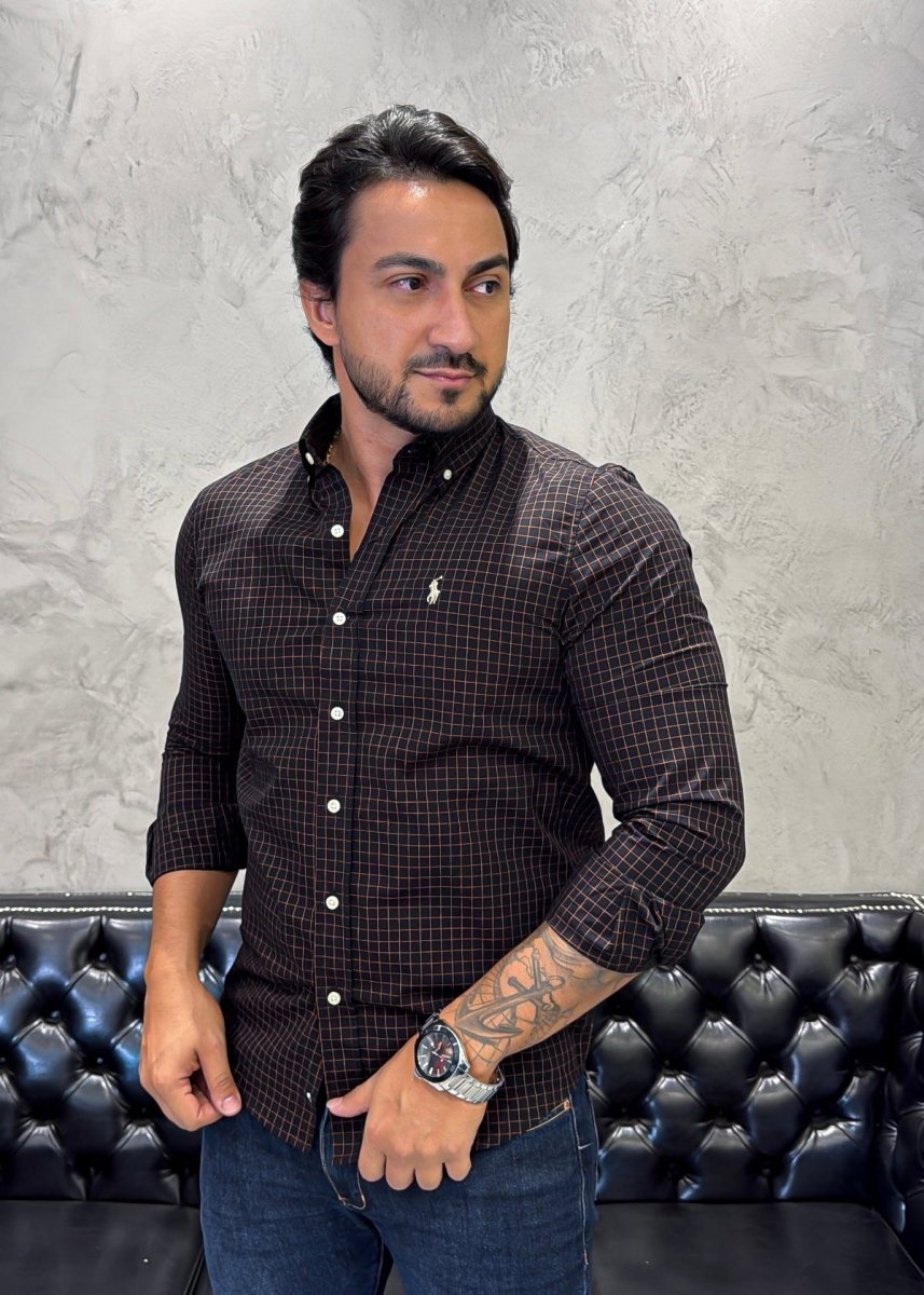 Camisa Hombre Marron a Cuadros Combinados - Norva Select
