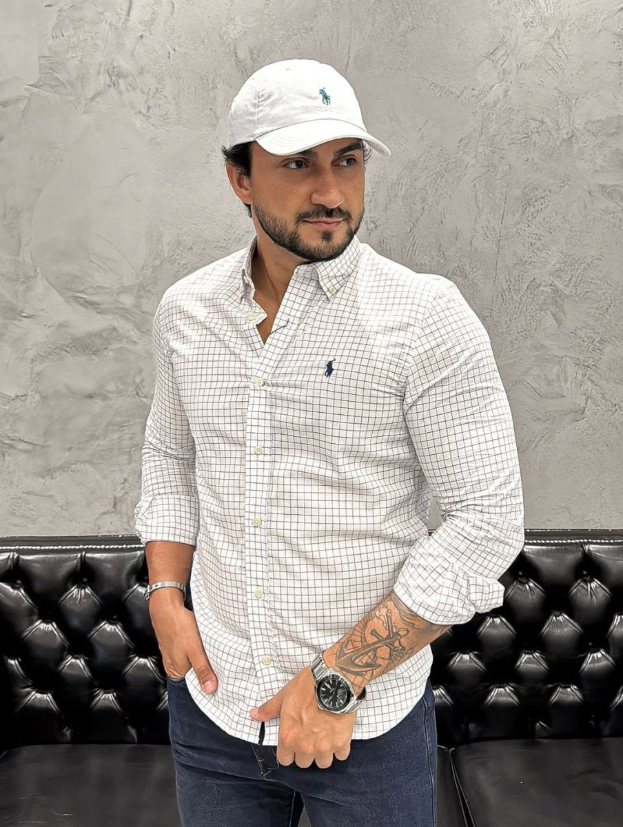 Camisa Hombre Micro cuadros Blancos - Norva Select