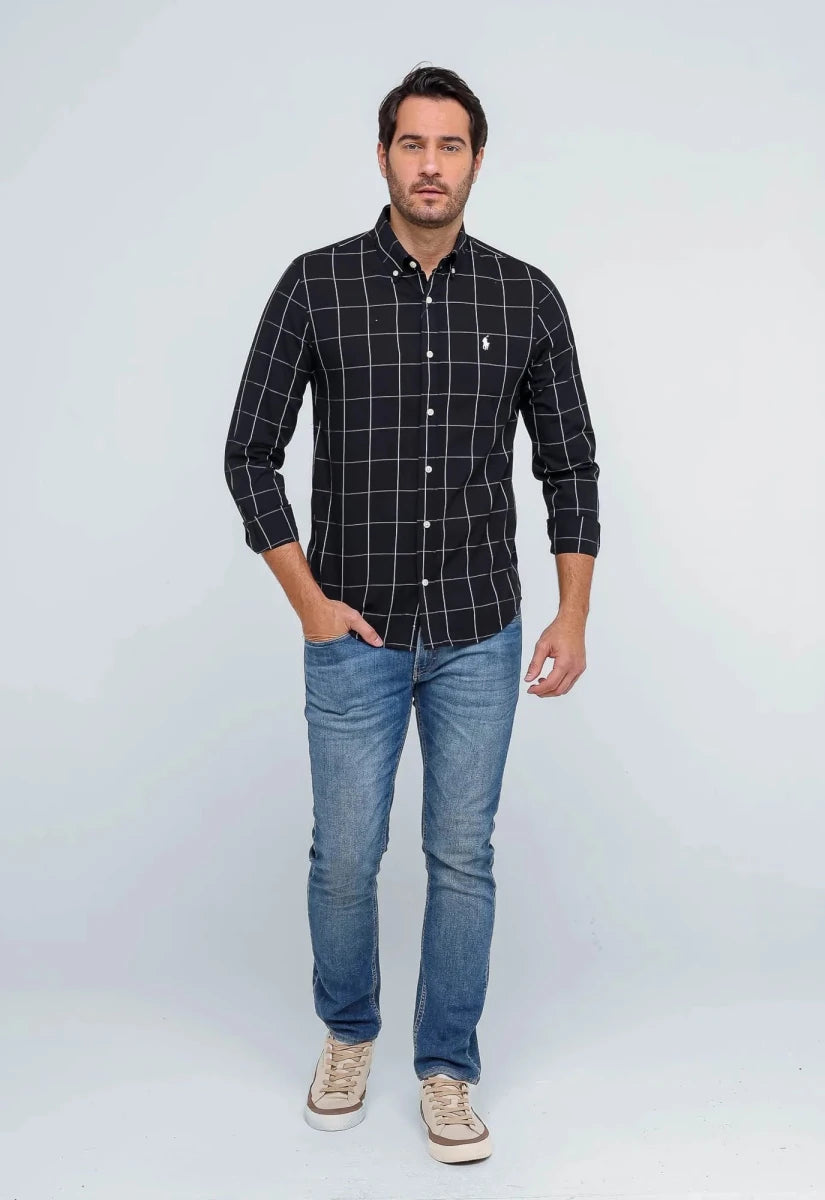 Camisa Hombre Negra a Cuadros Grandes - Norva Select