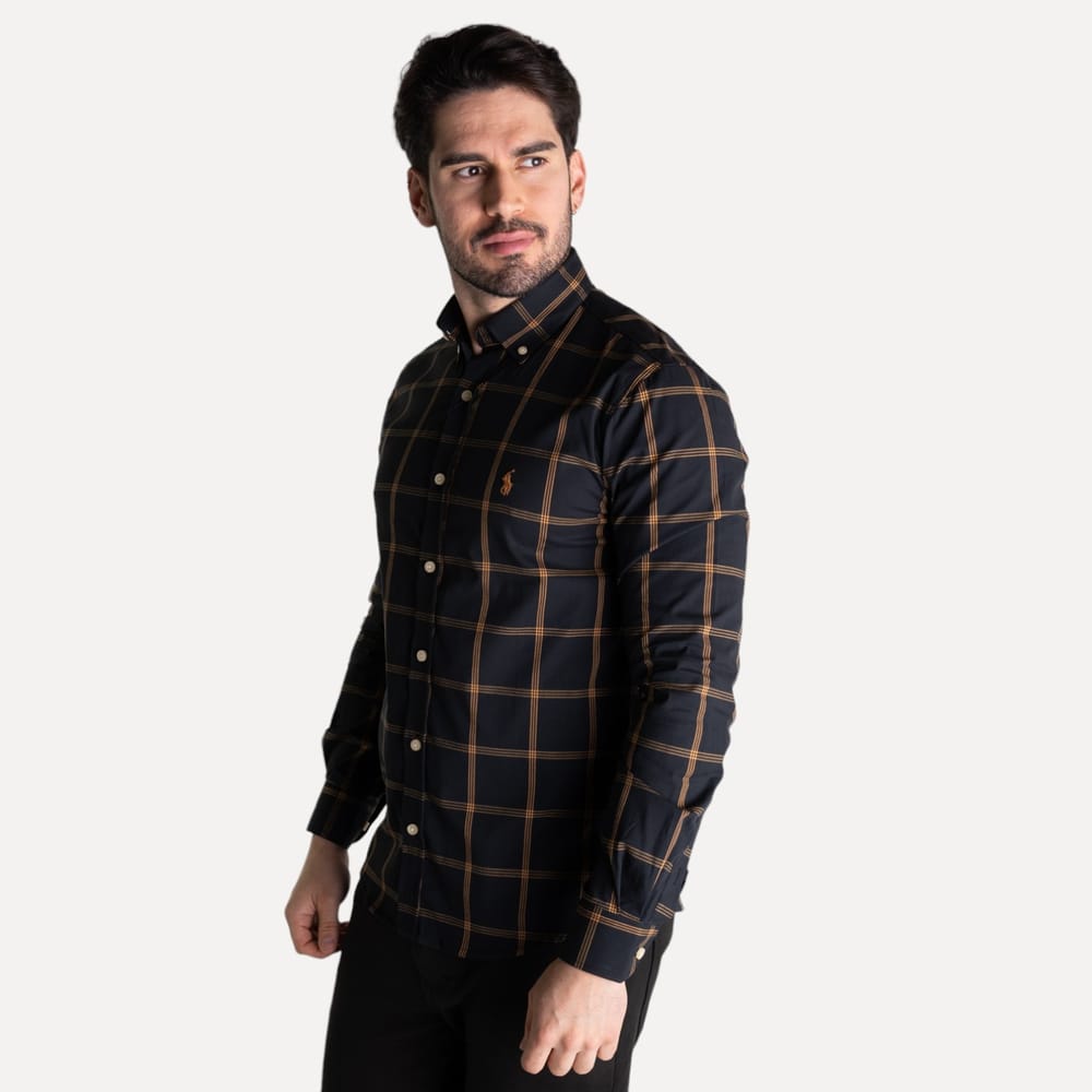Camisa Hombre negra a Cuadros Grandes Combinados - Norva Select