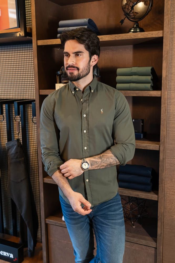 Camisa Hombre Rain Verde Oliva - Norva Select
