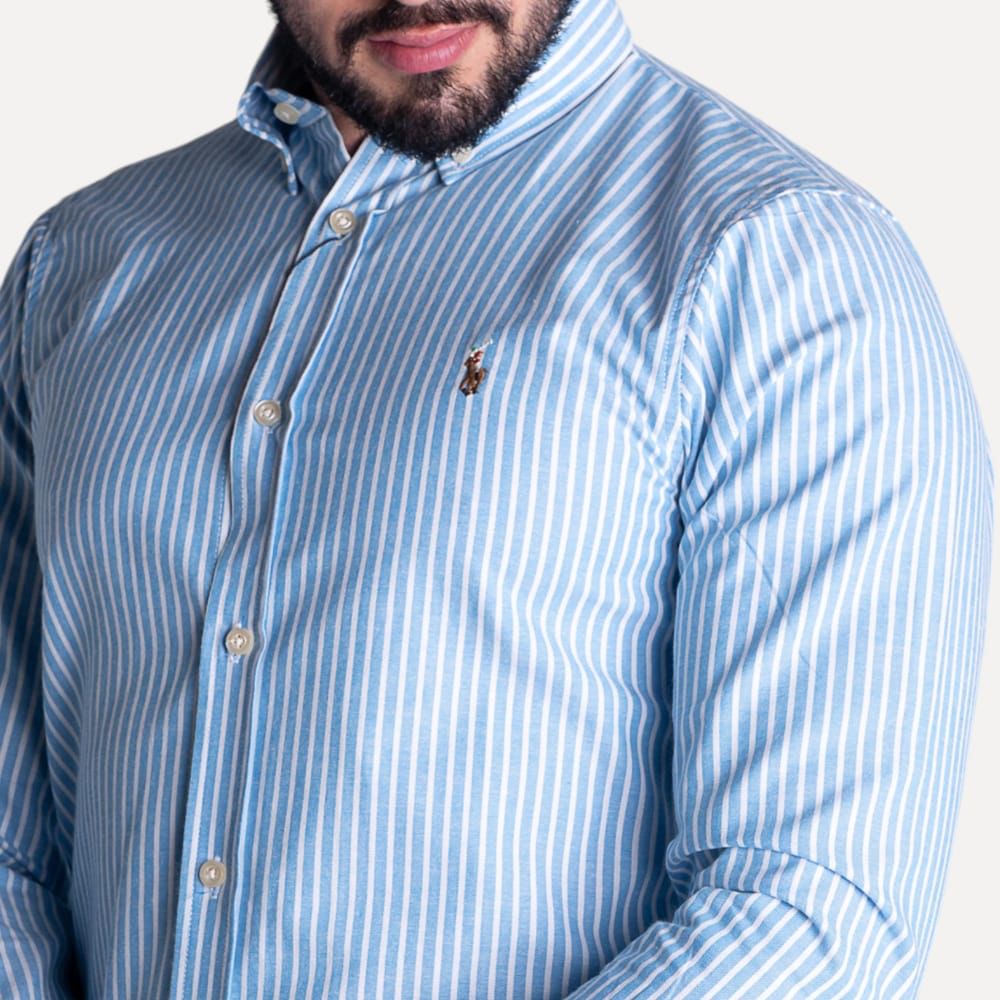 Camisa Hombre Rayas Azules Rain - Norva Select