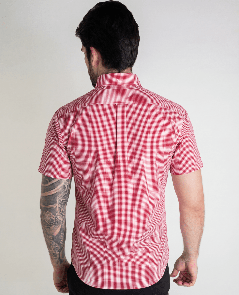 Camisa Hombre Roja A Cuadros Manga Corta - Norva Select