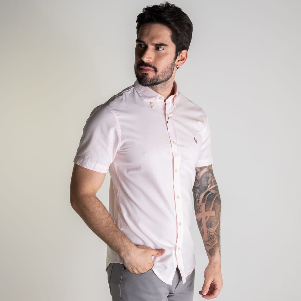 Camisa Hombre Rosada Manga Corta Rain - Norva Select