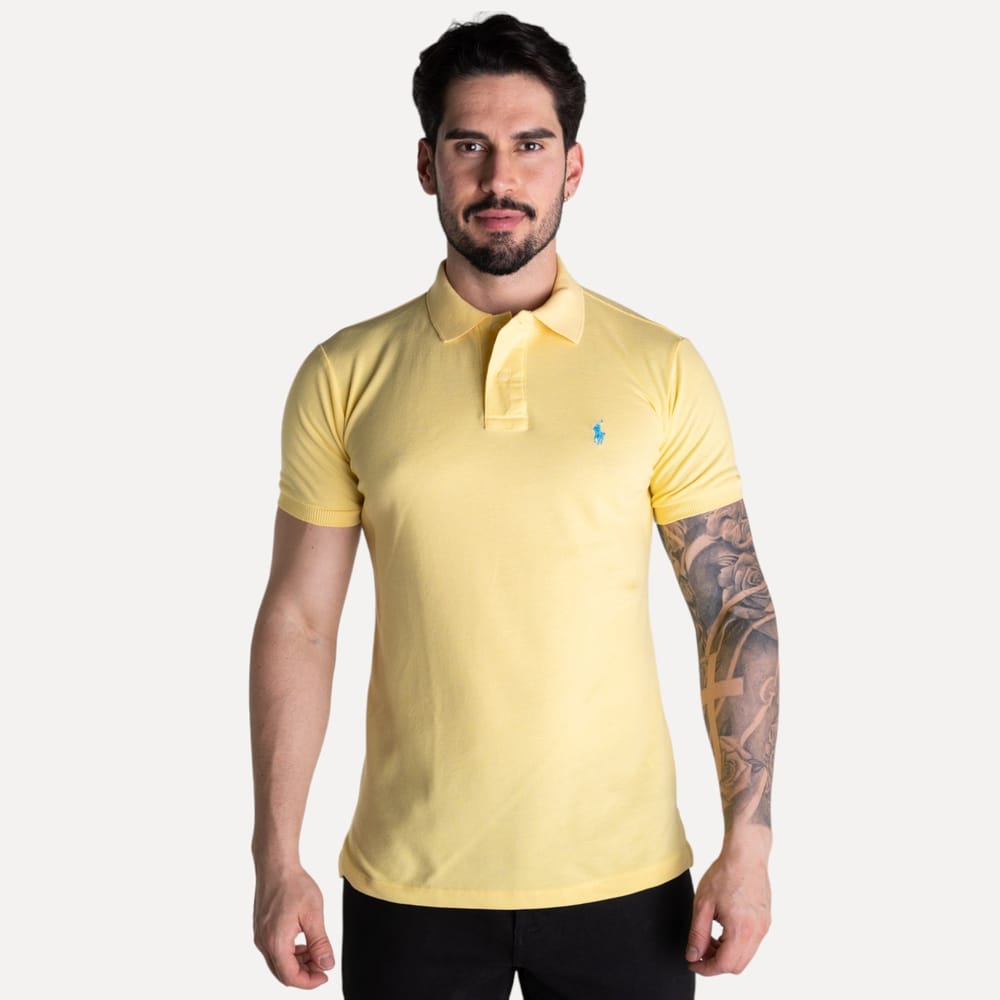 Camiseta Tipo Polo Amarilla Pastel Clasica