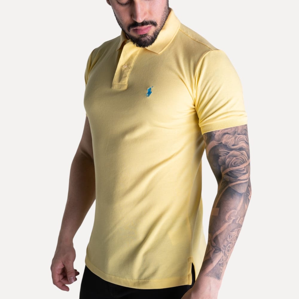 Camiseta Tipo Polo Amarilla Pastel Clasica