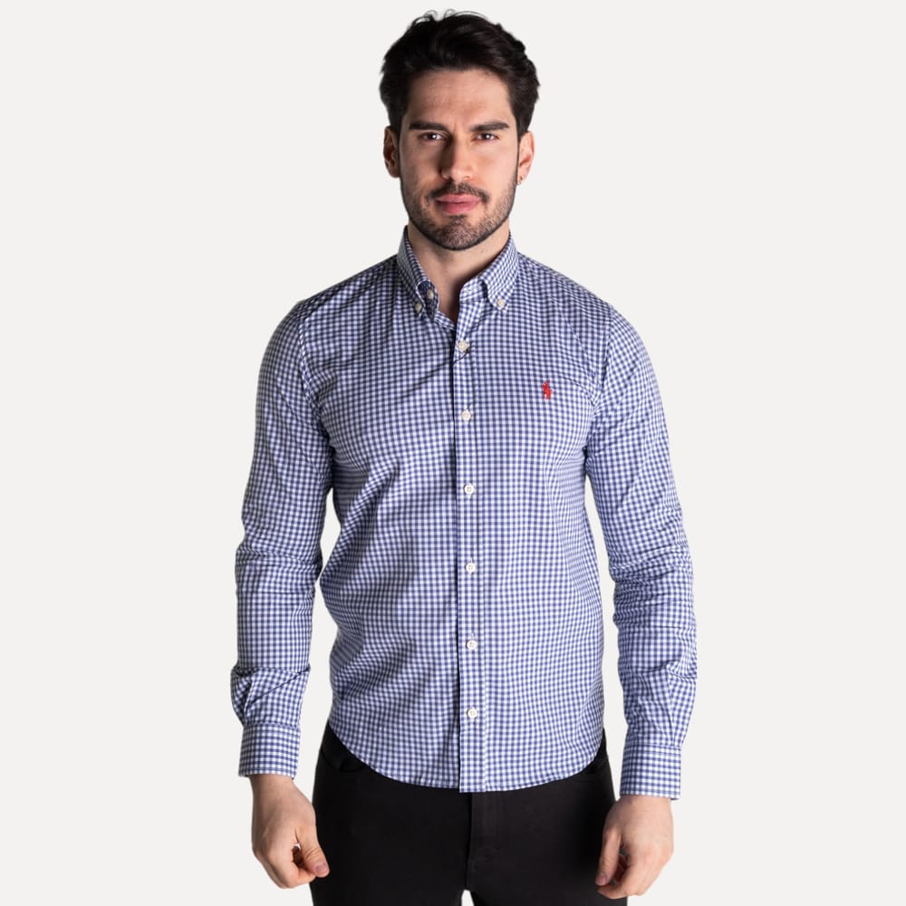 Camisa Hombre Azul Oscuro a Cuadros