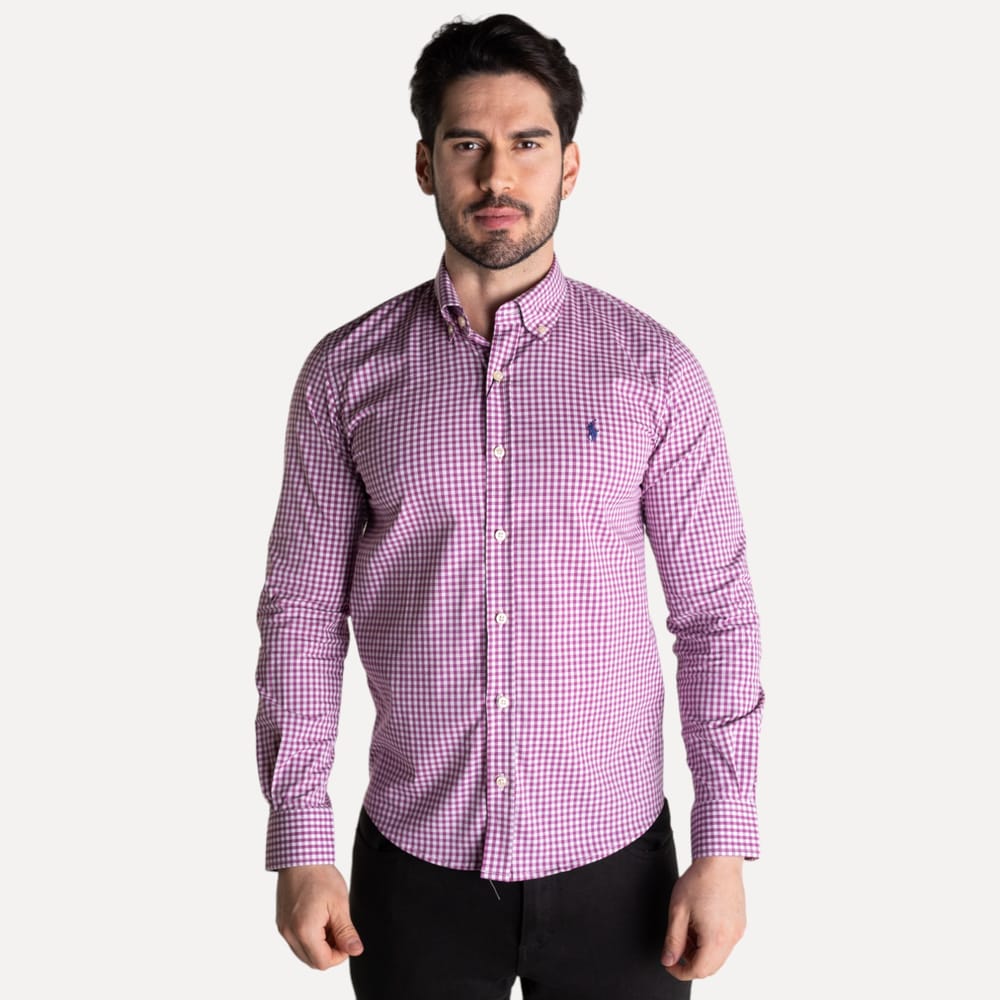 Camisa Hombre Morados a Cuadros