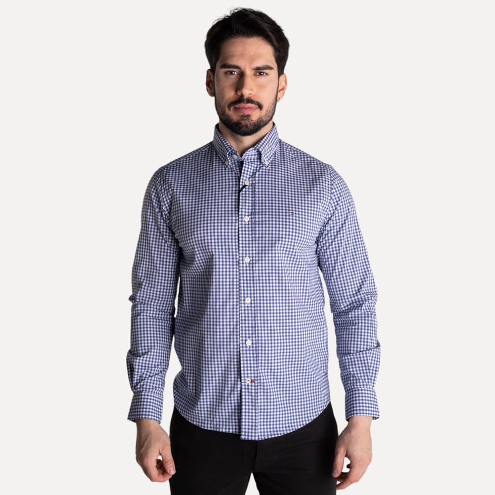 Camisa Hombre Oscura a Cuadros TM