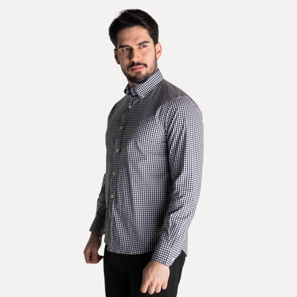 Camisa Hombre Negra a Cuadros TM