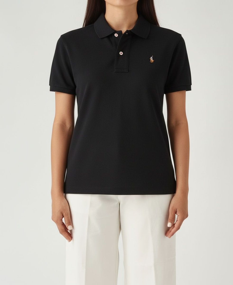 Camiseta Polo Pique Mujer Negra - Norva Select