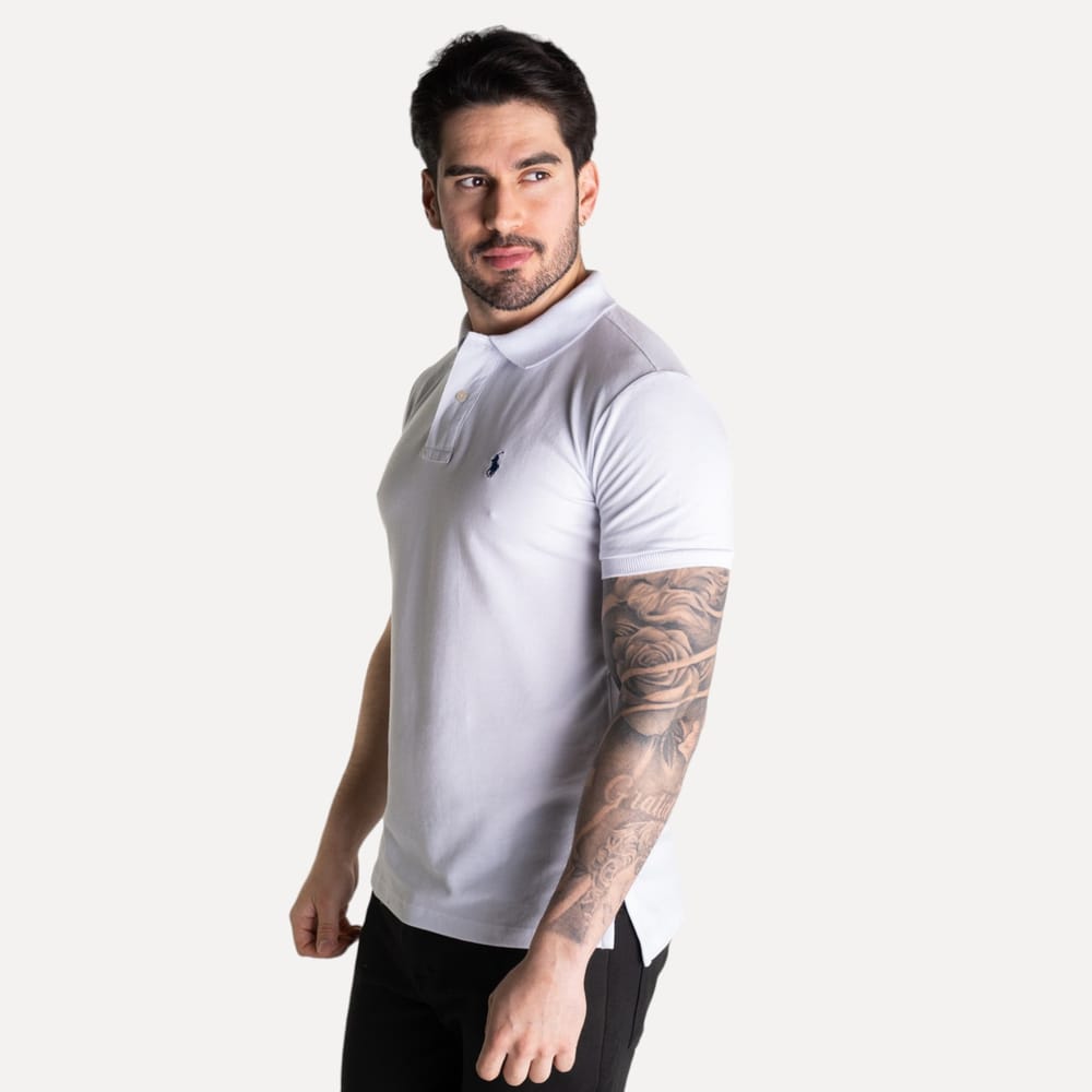 Camiseta Tipo Polo Blanca Clasica - Norva Select
