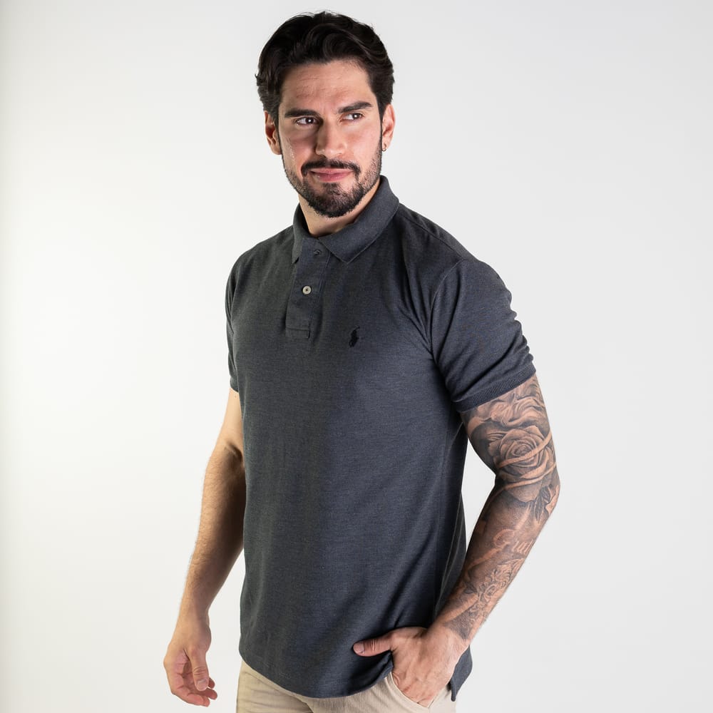 Camiseta Tipo Polo Gris Raton Clasica - Norva Select
