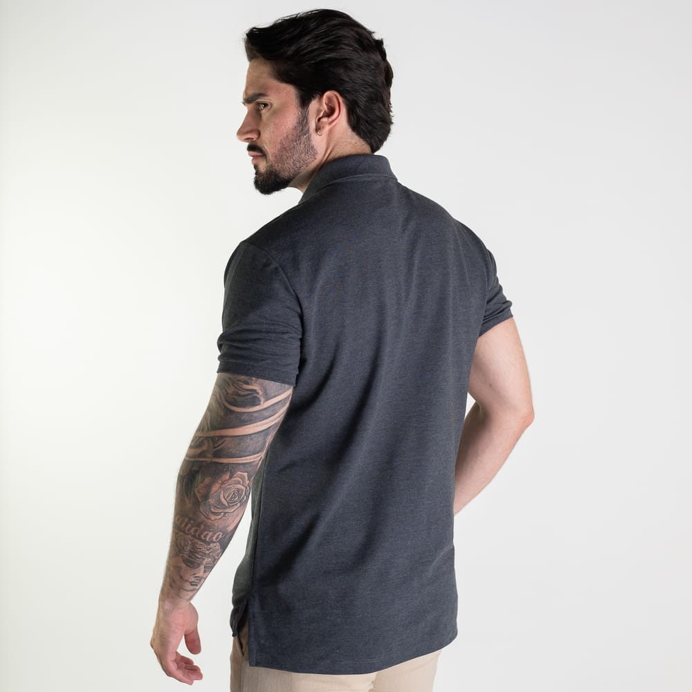 Camiseta Tipo Polo Gris Raton Clasica - Norva Select