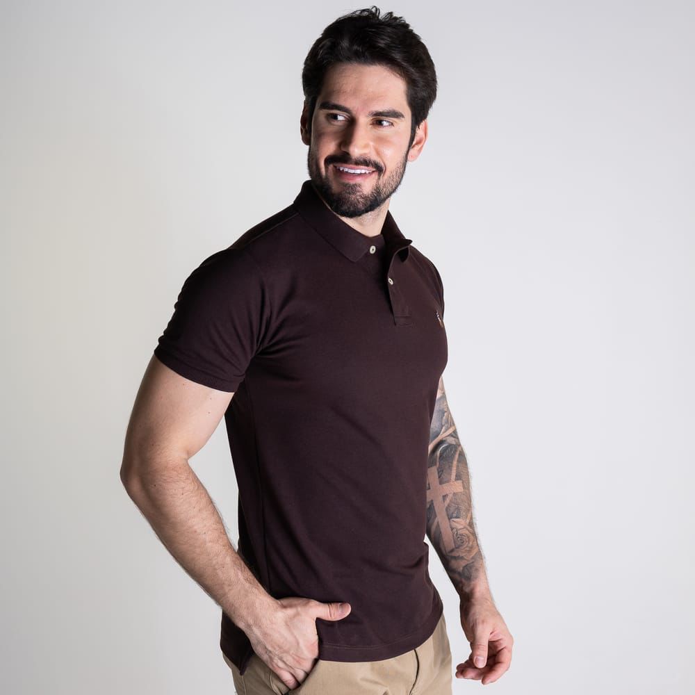 Camiseta Tipo Polo Marron Rain - Norva Select