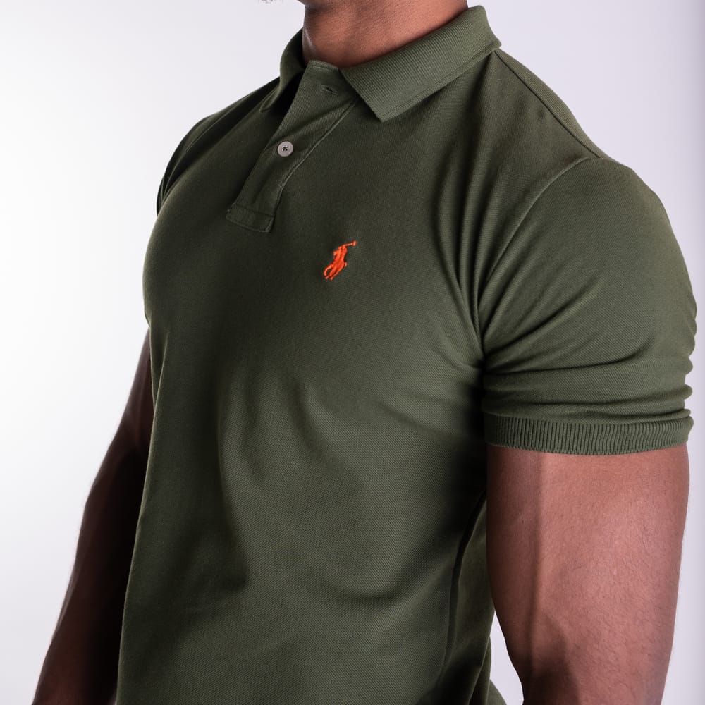 Camiseta Tipo Polo Verde Militar Clasica - Norva Select