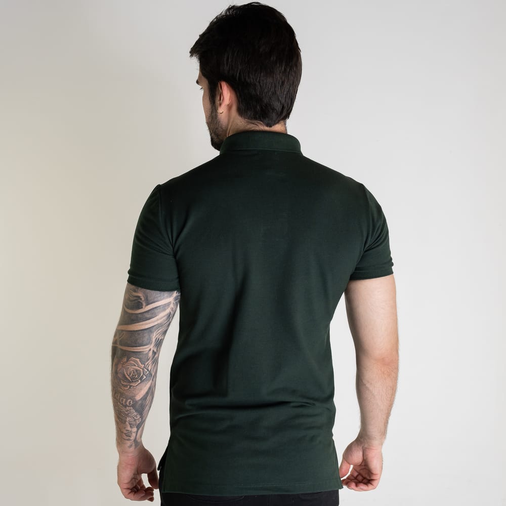 Camiseta Tipo Polo Verde Oscuro Clasica - Norva Select