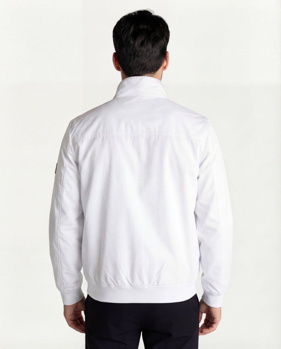 Chaqueta Cortavientos Hombre Blanca Franjas Rojas - Norva Select