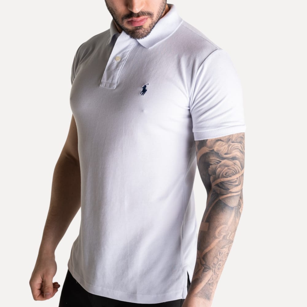 Camiseta Tipo Polo Blanca Clasica