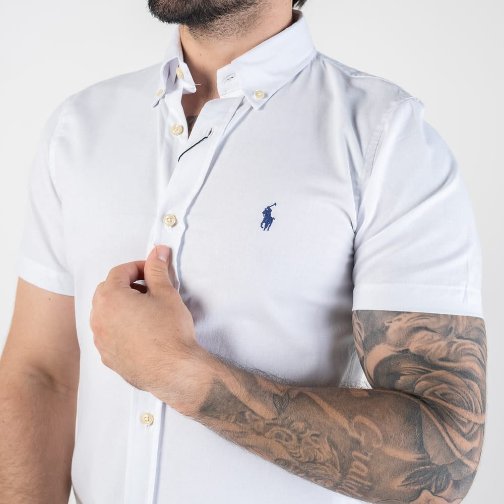 Camisa Hombre Blanca Manga Corta Clasica