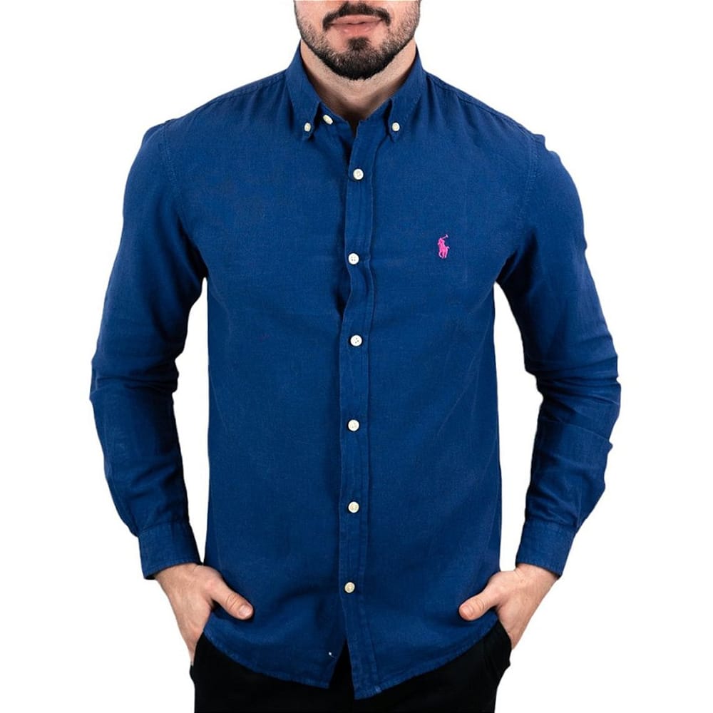 Camisa Azul Oscuro Lino