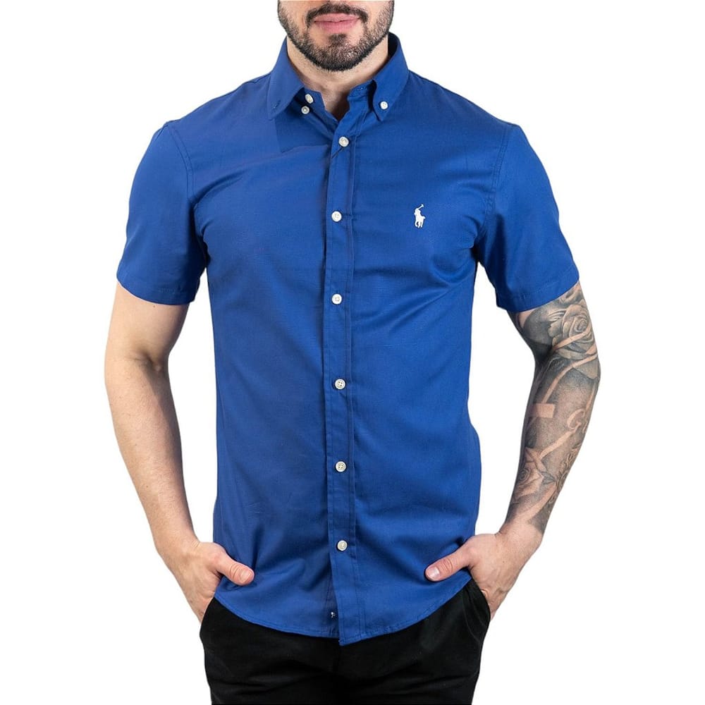 Camisa Hombre Azul rey Manga Corta