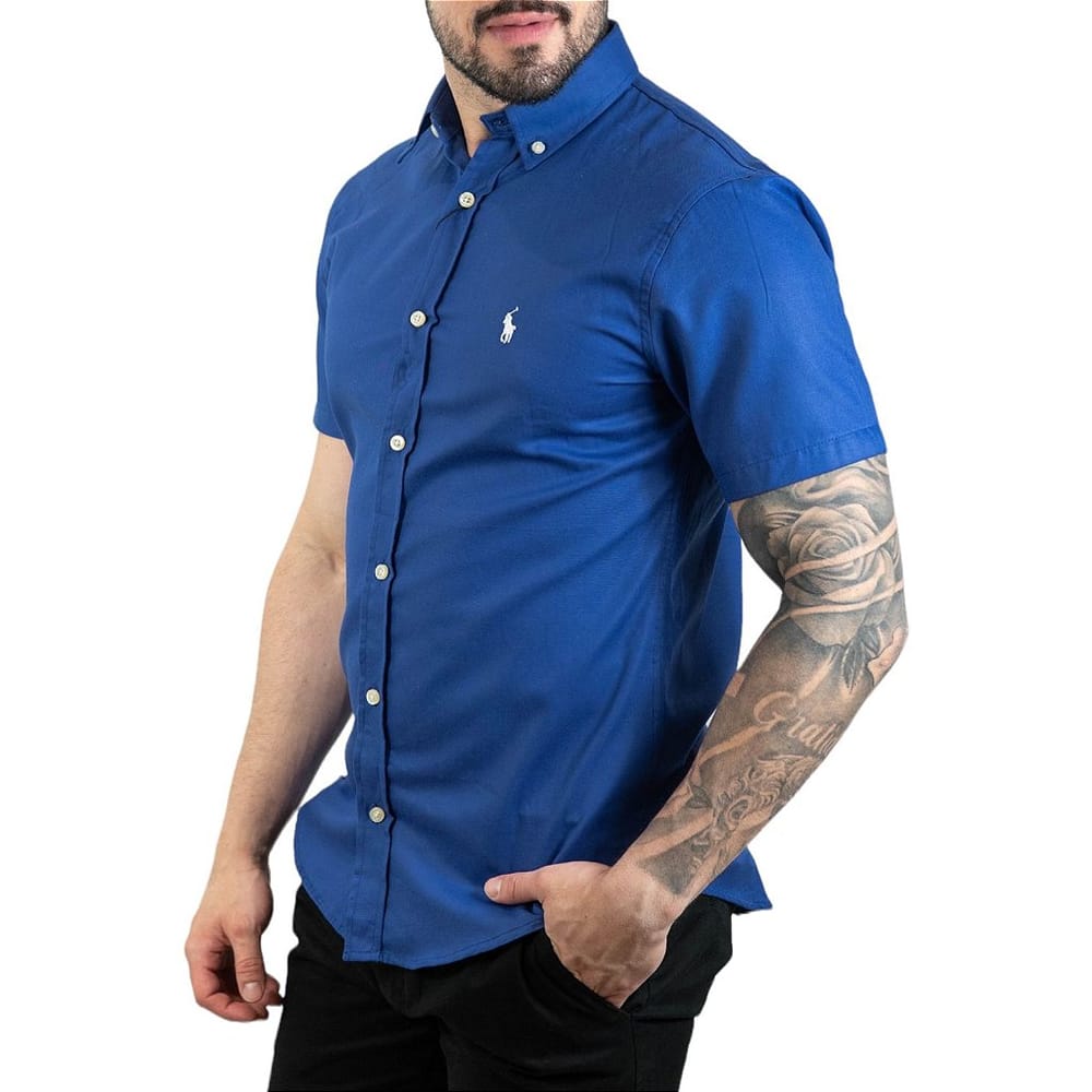 Camisa Hombre Azul rey Manga Corta