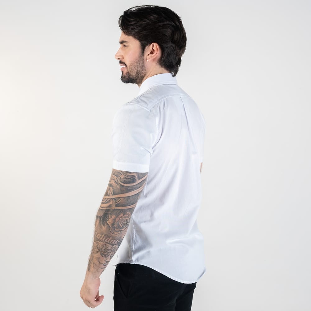 Camisa Hombre Blanca Manga Corta Clasica