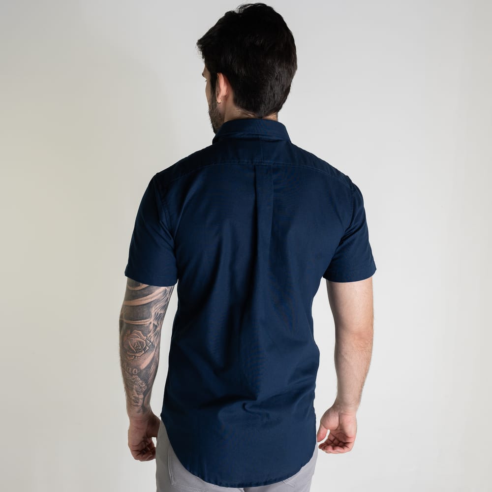 Camisa Hombre Azul Oscuro Manga Corta Rain