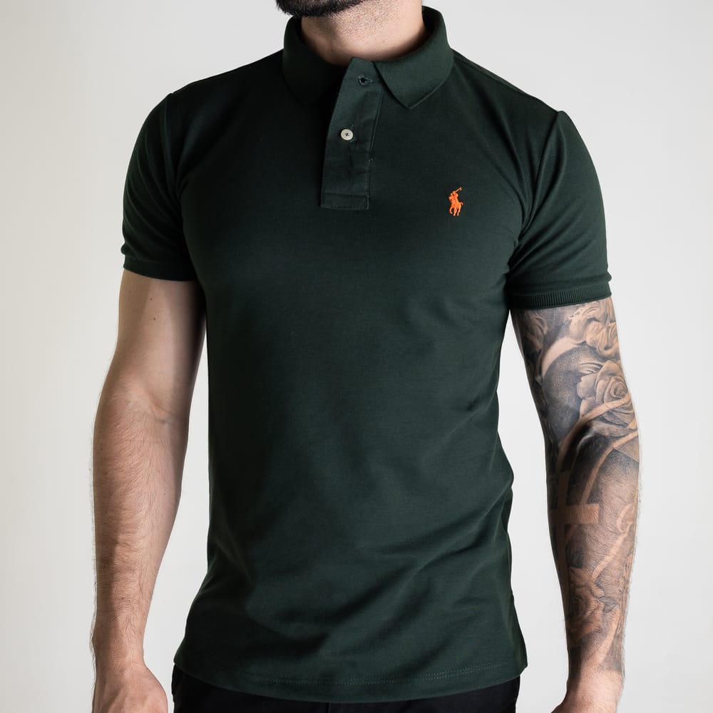 Camiseta Tipo Polo Verde Oscuro Clasica