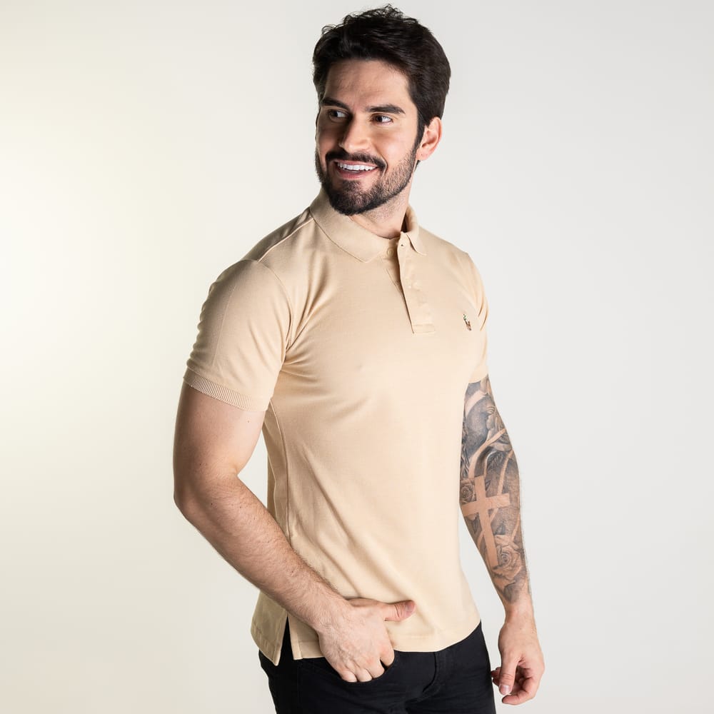 Camiseta Tipo Polo Beige Rain